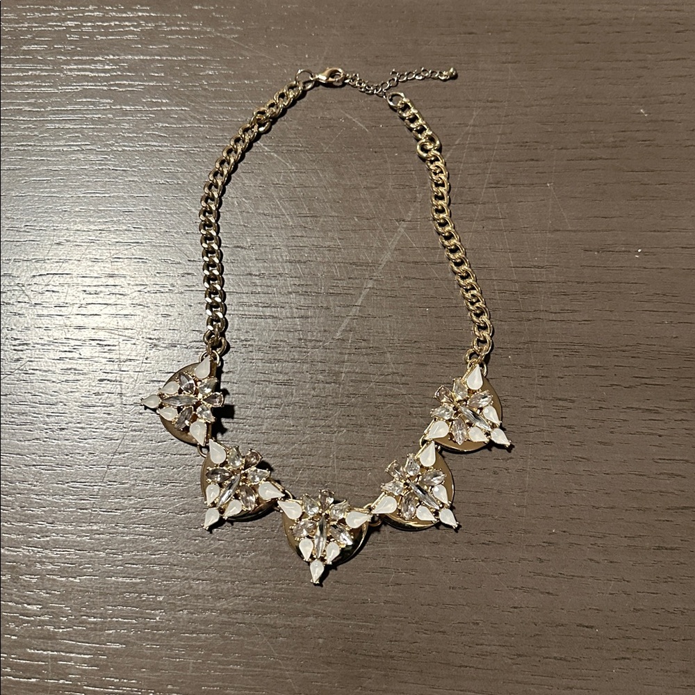 White and gold statement necklace